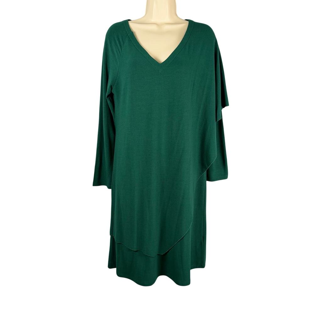 Soft Surroundings Dress Small Jewel Green Marla Draped Layered Overlay Lagenlook